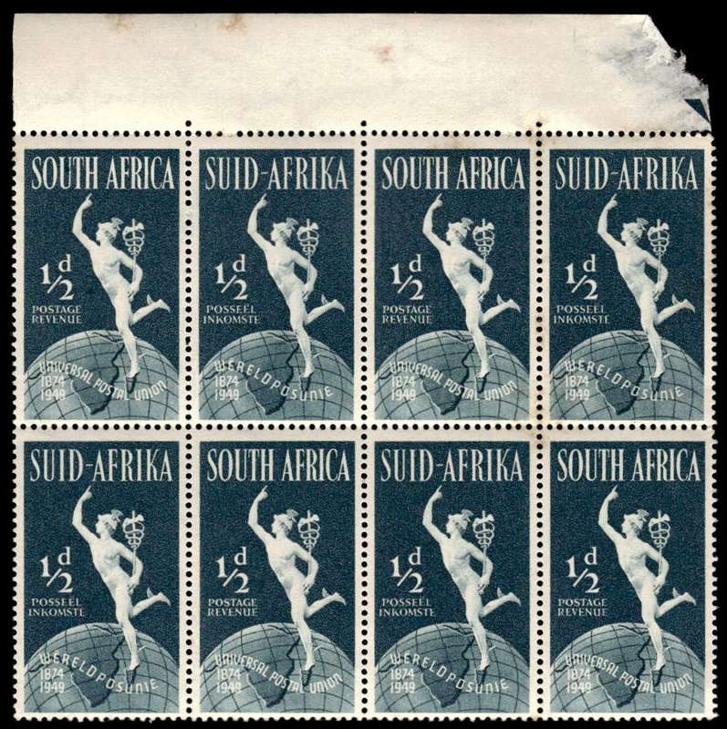 RSA 1949/10/01 75th Anniversary of Universal Postal Union ½d Wmk MSH * 8 stamps