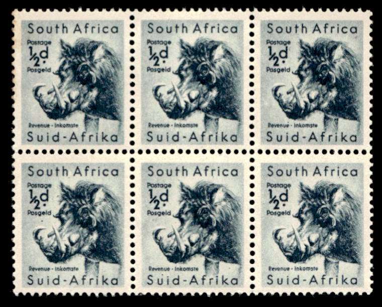 RSA 1954/10/14 Definitive issue ½d Warthog Wmk MSH