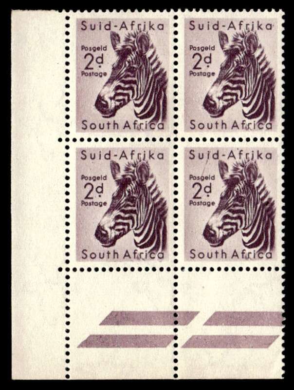RSA 1954/10/14 Definitive issue 2d Mountain Zebra Two broken bars Wmk MSH