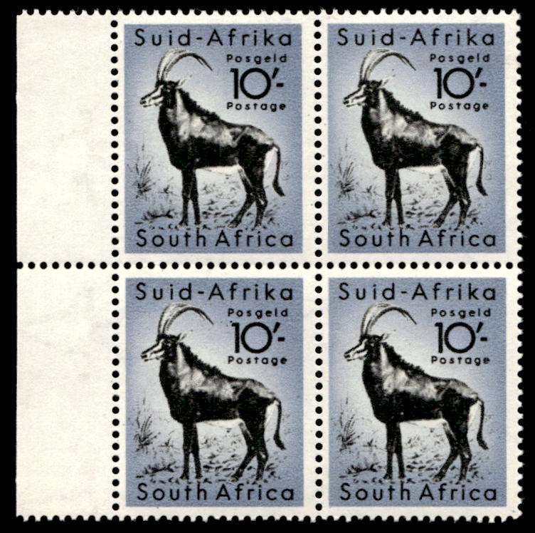RSA 1954/10/14 Definitive issue 10s Sable Antelope Wmk MSH