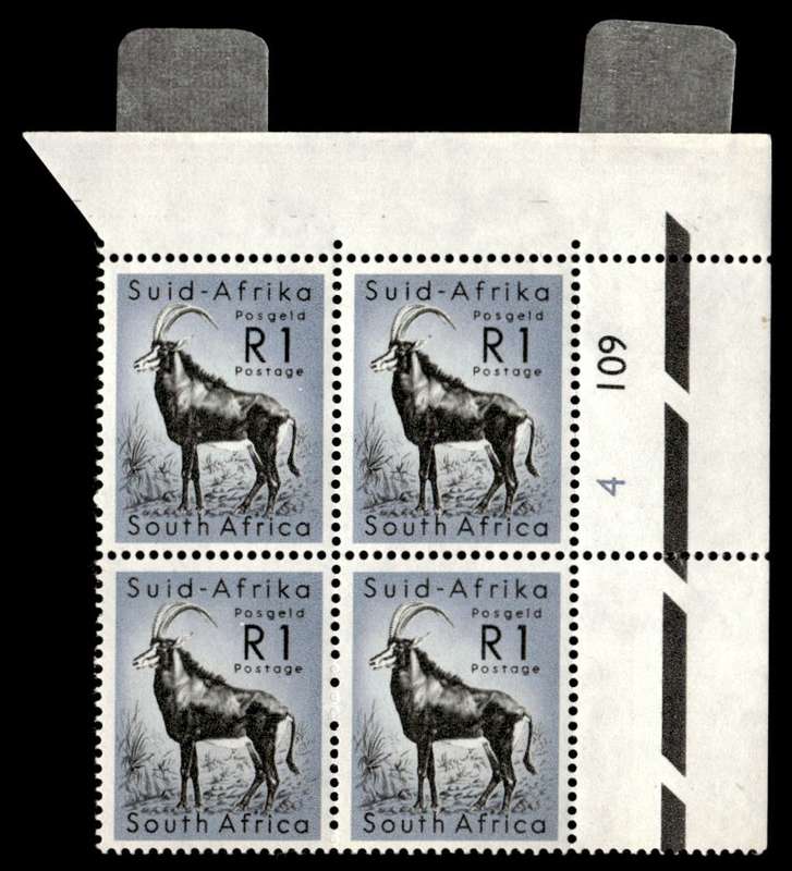 RSA 1961/02/14 Definitive Issue R1 Sable Antelope Cyl No. 4 109 Wmk COA