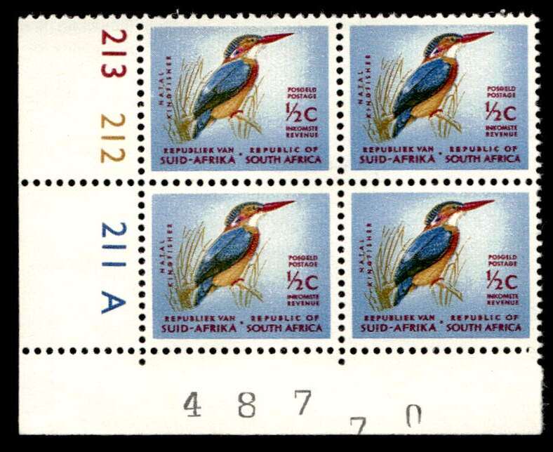 RSA 1967/01 Definitive issue ½c Cyl No. 213 212 211 A Wmk RSA