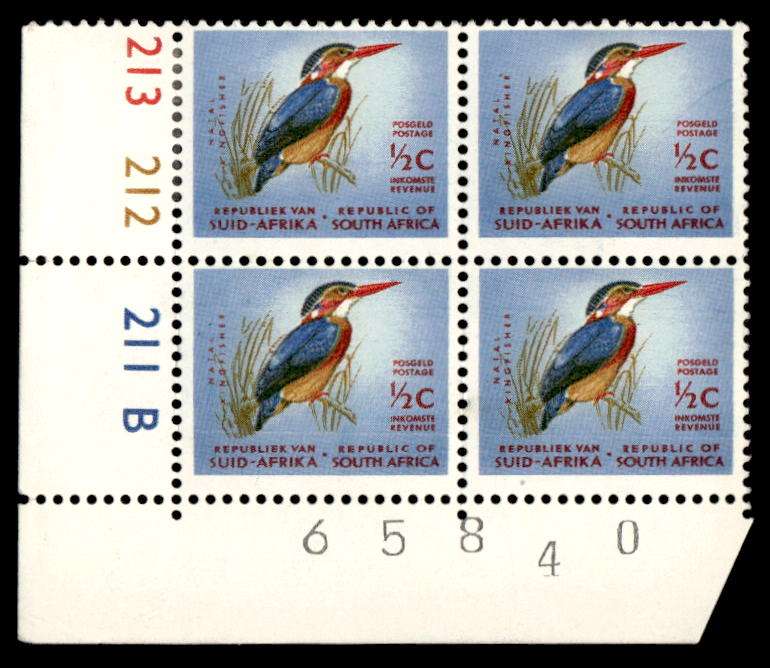 RSA 1967/01 Definitive issue ½c Cyl No. 213 212 211 B Wmk RSA