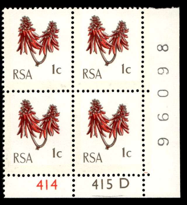 RSA 1971/05 Definitive issue 1c Cyl No. 414 415D (H5)
