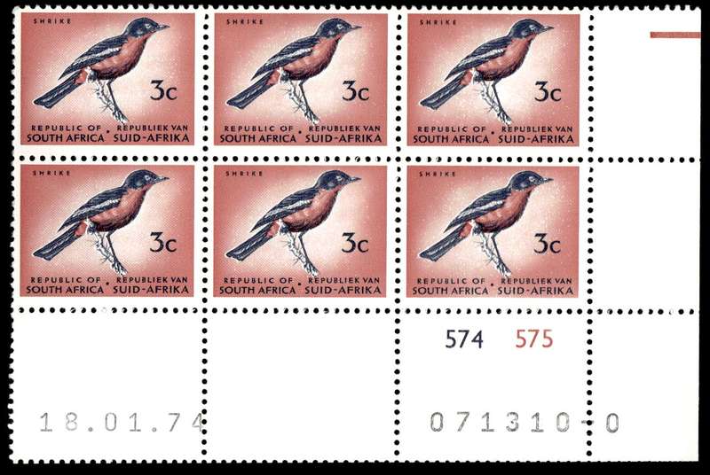 RSA 1974/01/18 Definitive Issue 3c Cyl. No 574 575 0