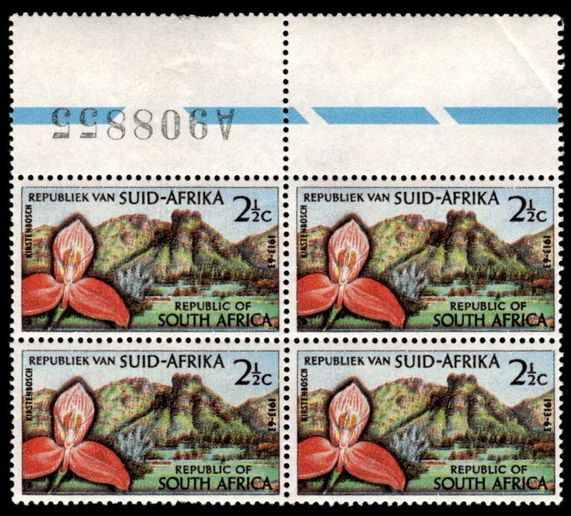 RSA 1963/03/14 50th Anniversary of Kirstenbosch Botanical Gardens 2½c Pane Block A