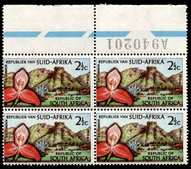 RSA 1963/03/14 50th Anniversary of Kirstenbosch Botanical Gardens 2½c Pane Block A