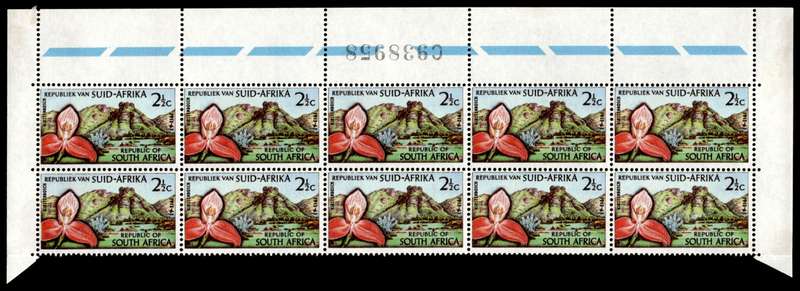 RSA 1963/03/14 50th Anniversary of Kirstenbosch Botanical Gardens 2½c Pane Block C *10 stamps