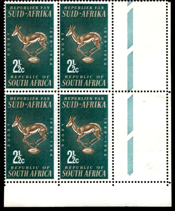 RSA 1964/05/08 75th Anniversary of S.A. Rugby Board 2½c *4 stamps