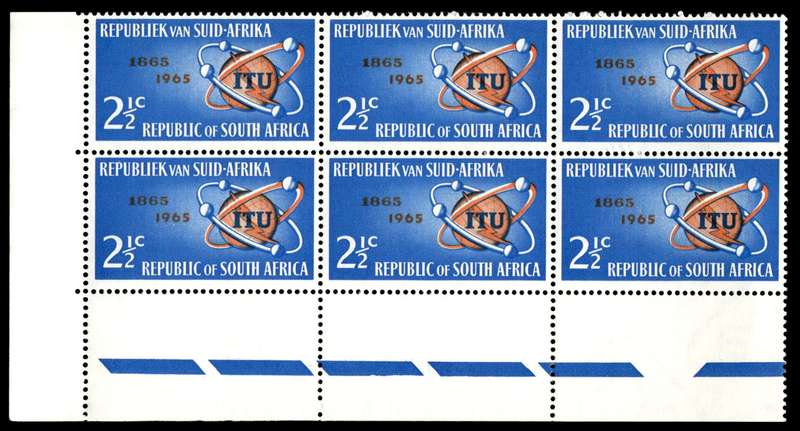 RSA 1965/05/17 I.T.U. Centenary emblem and satellites 2½c *6 stamps