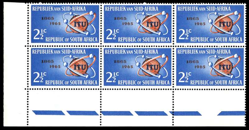 RSA 1965/05/17 I.T.U. Centenary emblem and satelites 2½c *6 stamps