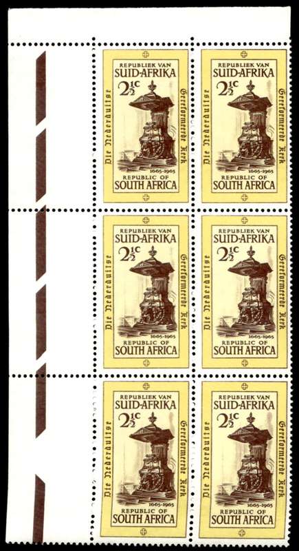 RSA 1965/10/21 Tercentenary of Dutch Reformed Church 2½c *6 stamps