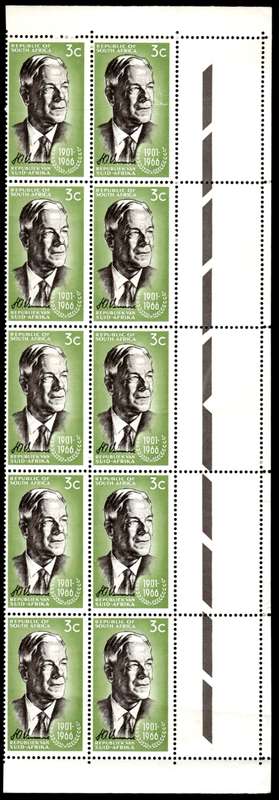 RSA 1966/12/06 Verwoerd Commemoration 3c *10 stamps