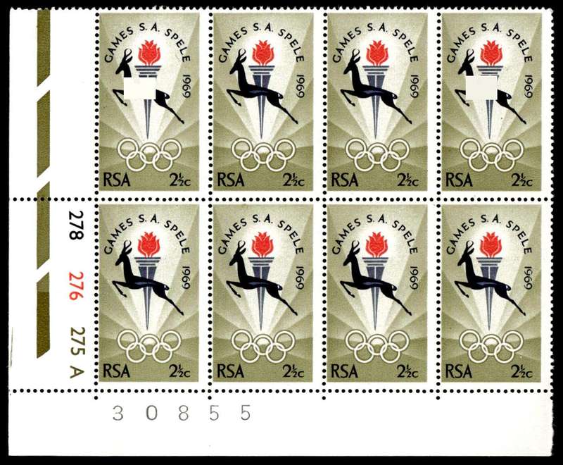 RSA 1969/03/15 S.A. games in Bloemfontein 2½c Cyl No 278 276 275A