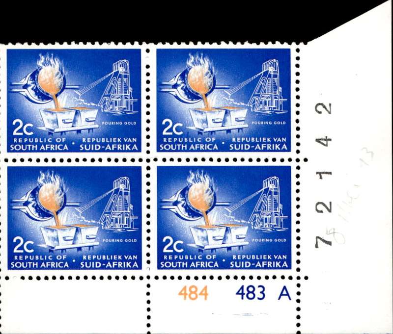 RSA 1972/11 Definitive Issue 2c Cyl. No 484 483A No Wmk