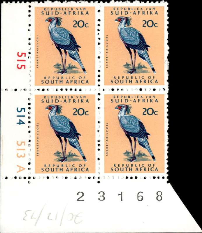 RSA 1973/05/08 Definitive Issue 20c Cyl No 515 514 513A