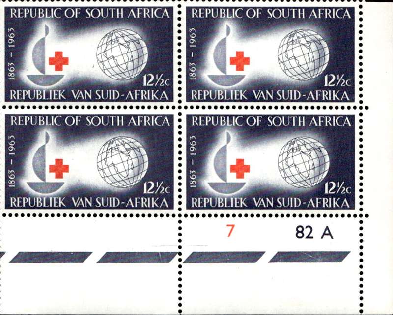 RSA 1963/08/30 Centenary of Red Cross 12½c Cyl. No 7 82A