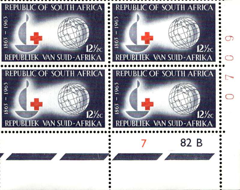 RSA 1963/08/30 Centenary of Red Cross 12½c Cyl. No 7 82B