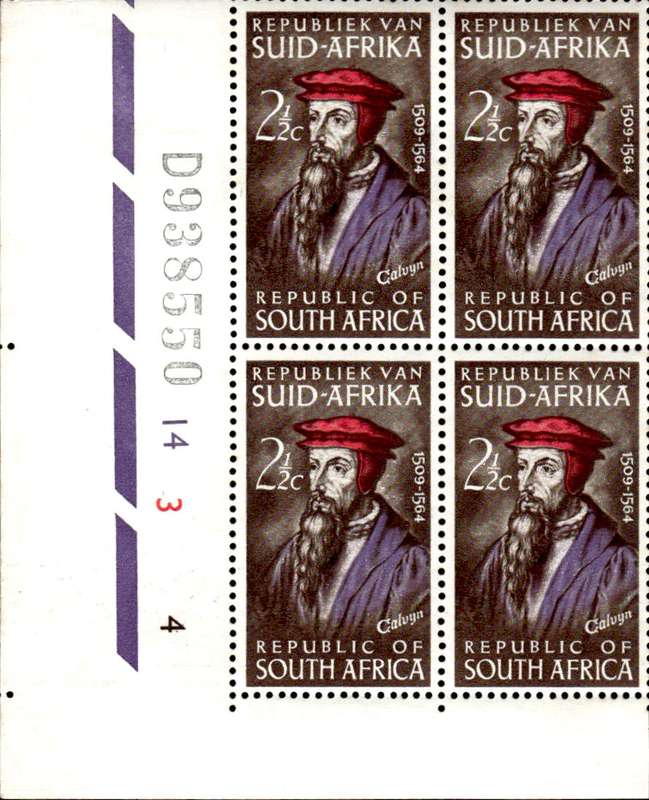 RSA 1964/07/10 400th Anniversary of Calvin's Death 2½c Cyl. No 14 3 4D