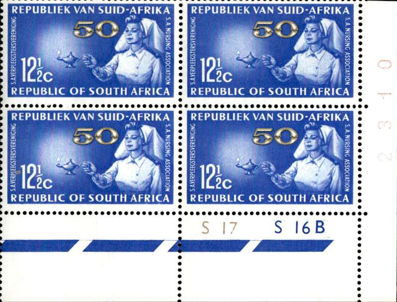 RSA 1964/10/12 50th Anniversary of S.A. Nursing Association 12½c Cyl. No S17 S16B