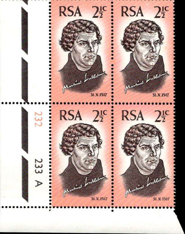 RSA 1967/10/31 450th Anniversary of Reformation 2½c Cyl No 232 233A