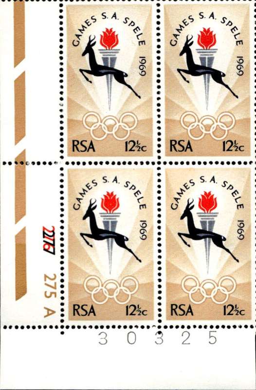 RSA 1969/03/15 S.A. games in Bloemfontein 12½c Cyl No 277 276 275A