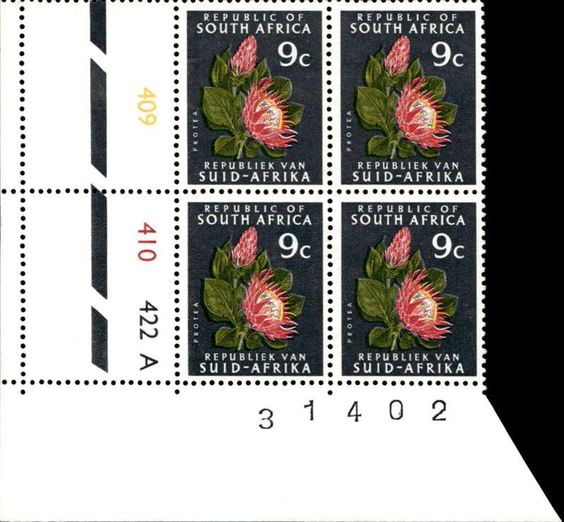 RSA 1972/03 Definitive issue 9c Cyl No 409 410 422A