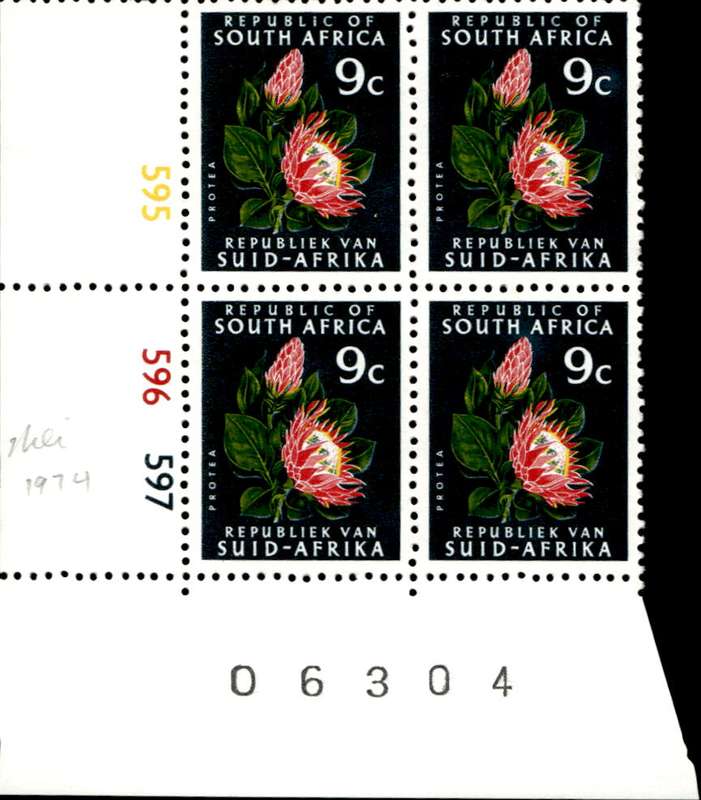 RSA 1974/04 Definitive issue 9c Cyl No 595 596 597
