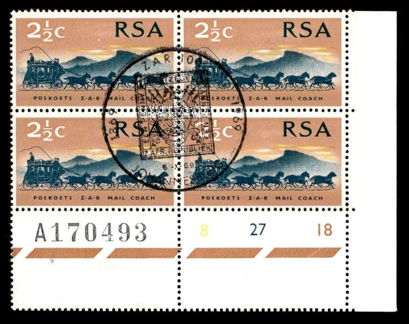 RSA 1969/10/06 100th Anniversary of Z.A.R. 2½c Cyl No 8 27 18A - D Set