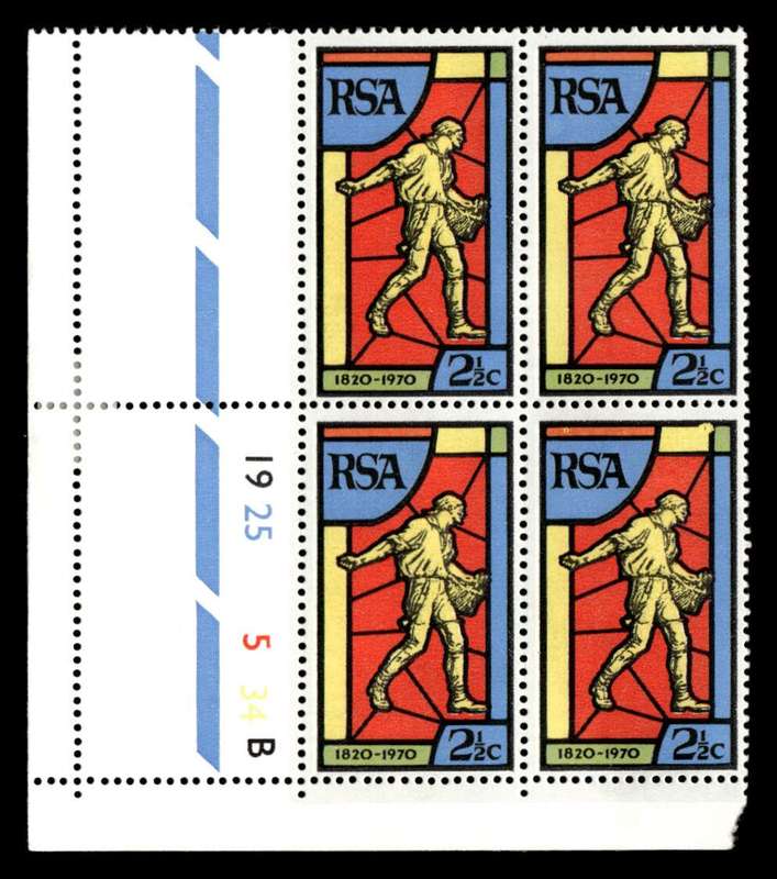 RSA 1970/08/24 150th Anniversary of Bible Society 2½c Cyl No 19 25 5 34B