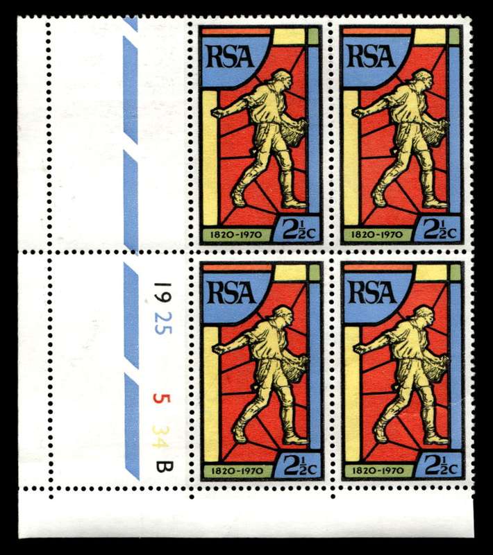 RSA 1970/08/24 150th Anniversary of Bible Society 2½c Cyl No 19 25 5 34B
