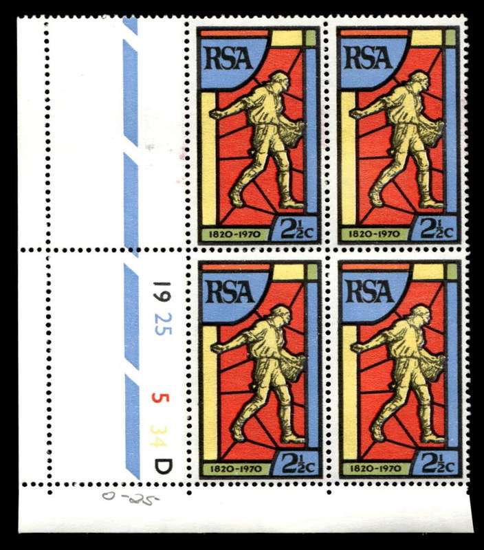 RSA 1970/08/24 150th Anniversary of Bible Society 2½c Cyl No 19 25 5 34D