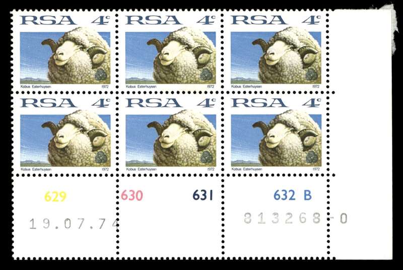 RSA 1974/07/19 Definitive Issue 4c Cyl. No 629 630 631 632 B 0