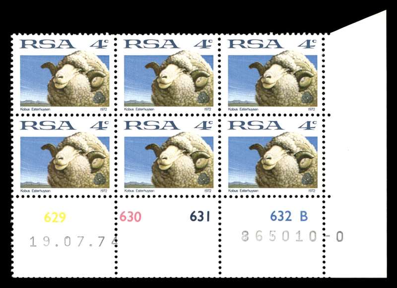 RSA 1974/07/19 Definitive Issue 4c Cyl. No 629 630 631 632 B 0