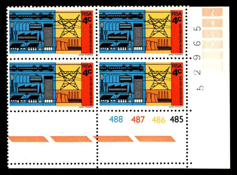 RSA 1973/02/01 50th Anniversary of ESCOM 4c Cyl No 488 487 486 485
