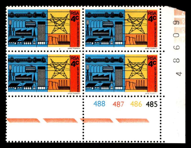 RSA 1973/02/01 50th Anniversary of ESCOM 4c Cyl No 488 487 486 485