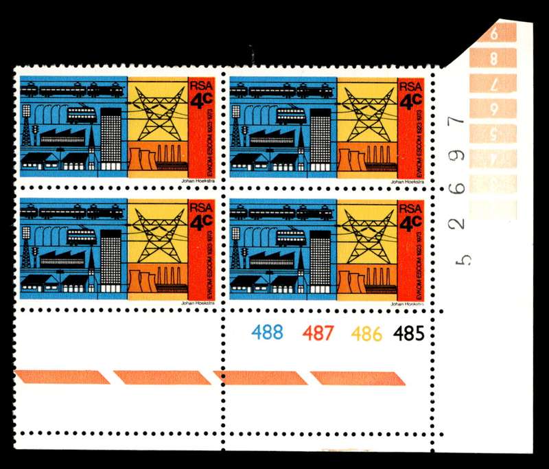 RSA 1973/02/01 50th Anniversary of ESCOM 4c Cyl No 488 487 486 485