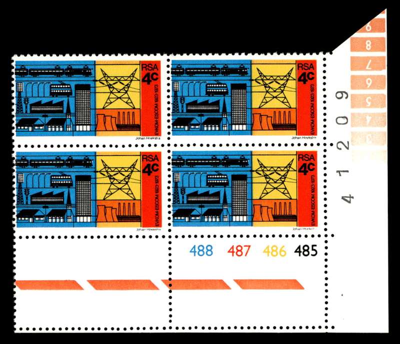 RSA 1973/02/01 50th Anniversary of ESCOM 4c Cyl No 488 487 486 485