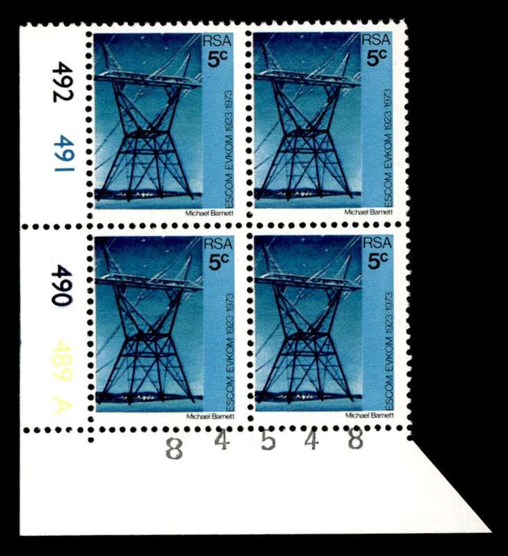 RSA 1973/02/01 50th Anniversary of ESCOM 5c Cyl No 492 491 490 489A