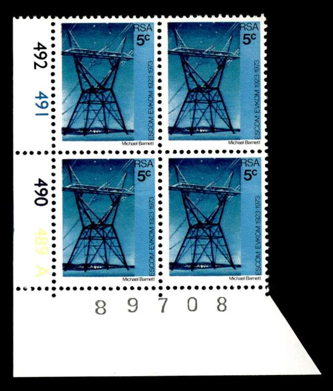 RSA 1973/02/01 50th Anniversary of ESCOM 5c Cyl No 492 491 490 489A