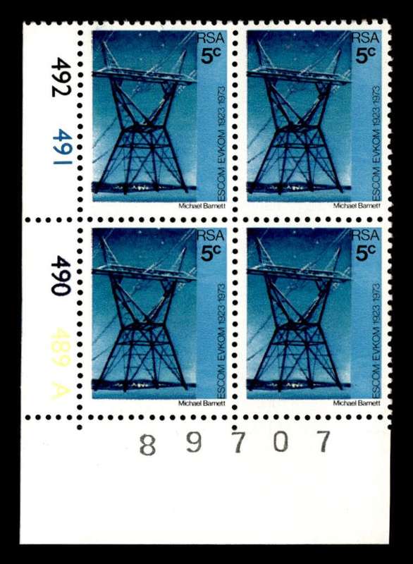 RSA 1973/02/01 50th Anniversary of ESCOM 5c Cyl No 492 491 490 489A