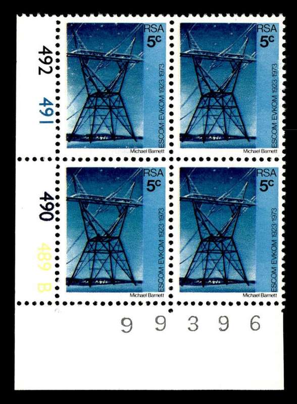 RSA 1973/02/01 50th Anniversary of ESCOM 5c Cyl No 492 491 490 489B