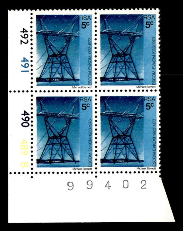 RSA 1973/02/01 50th Anniversary of ESCOM 5c Cyl No 492 491 490 489B