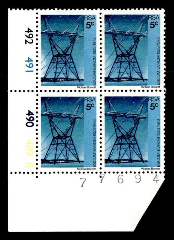 RSA 1973/02/01 50th Anniversary of ESCOM 5c Cyl No 492 491 490 489B