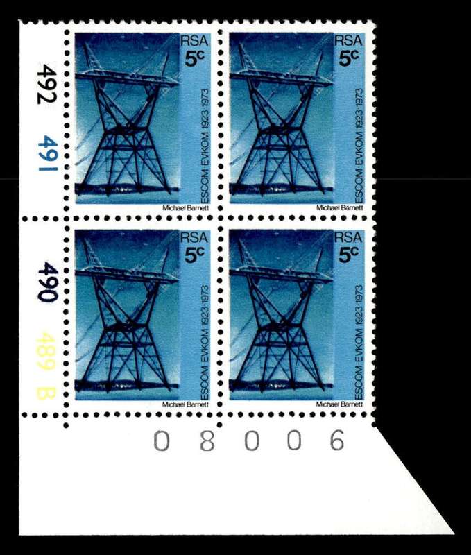 RSA 1973/02/01 50th Anniversary of ESCOM 5c Cyl No 492 491 490 489B