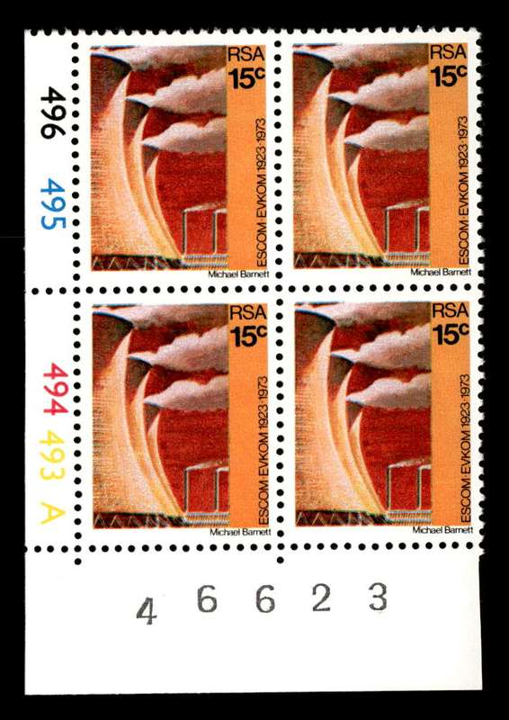 RSA 1973/02/01 50th Anniversary of ESCOM 15c Cyl No 496 495 494 493A