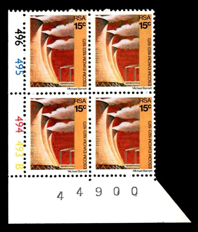 RSA 1973/02/01 50th Anniversary of ESCOM 15c Cyl No 496 495 494 493B