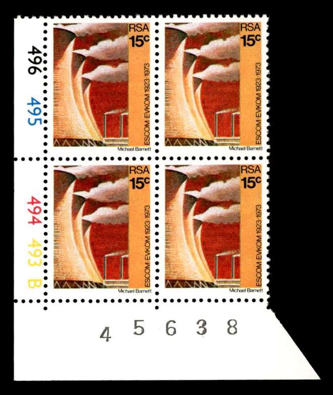 RSA 1973/02/01 50th Anniversary of ESCOM 15c Cyl No 496 495 494 493B