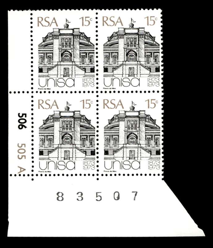 RSA 1973/04/02 Centenary of Unisa 15c Cyl No 506 505A