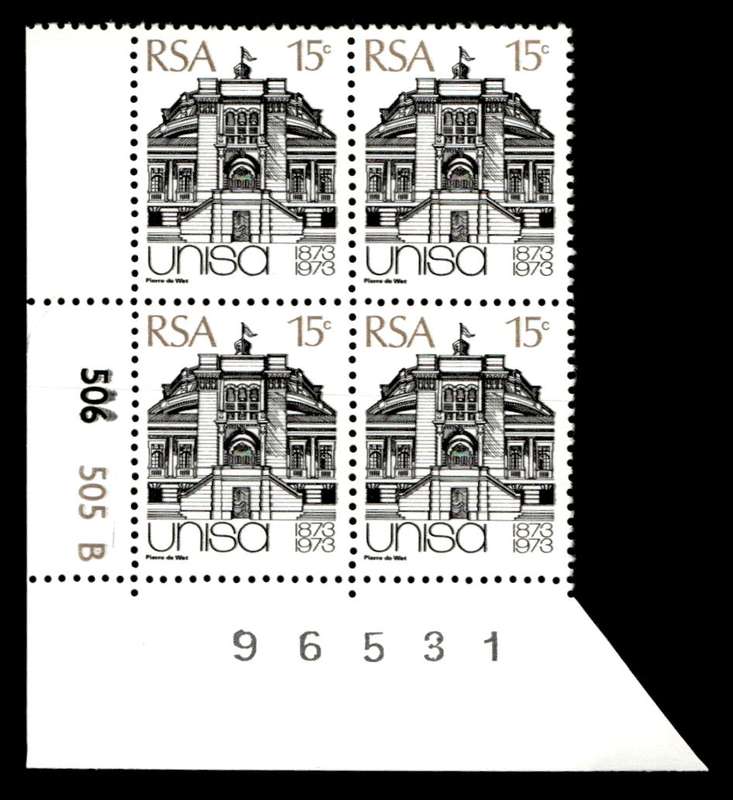 RSA 1973/04/02 Centenary of Unisa 15c Cyl No 506 505B